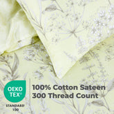 100% Cotton Sateen Printed Duvet Cover Set - 300 Thread Count Luxury Bedding - Ultra Soft & Breathable - 15437